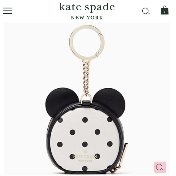 NWT-Disney x Kate Spade-Minnie Mouse Ears & Red Bow-Keyfob/Coin Purse-$129: - Picture 11 of 12